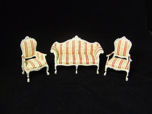 8037 1" Scale White and Red Stripe Sofa set For Alexandra - Click Image to Close
